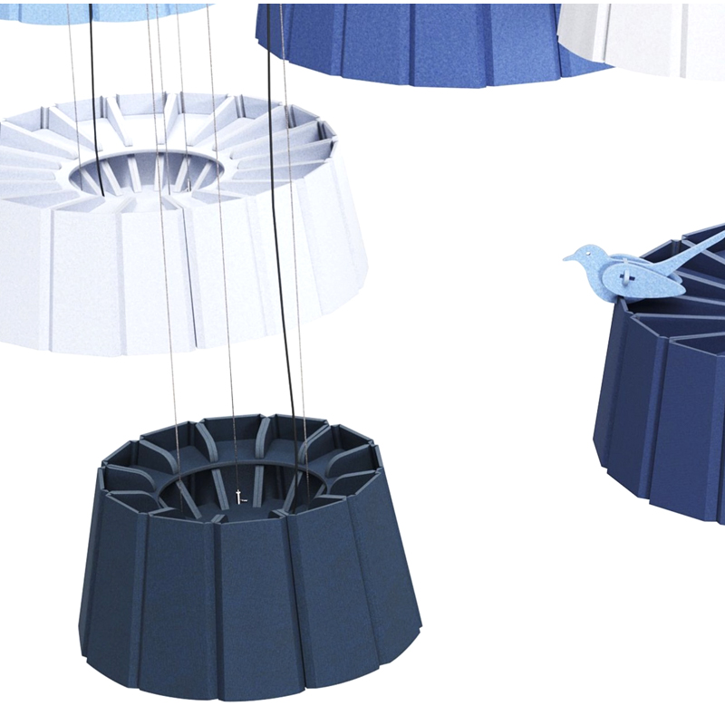 Penyekat Panel Akustik Reka Bentuk Moden Menyerap Bunyi dan Mesra Alam Poliester Gentian Papan Bentuk Jalur untuk Kegunaan Gim