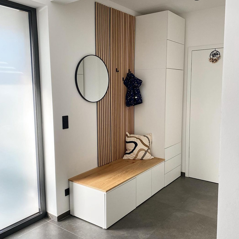 Panel Dinding Akustik Kayu Reka Bentuk Akupanel Model 3D Bilah Kayu Kalis Bunyi untuk Penggunaan Hospital Pawagam Sekolah Hotel Rumah