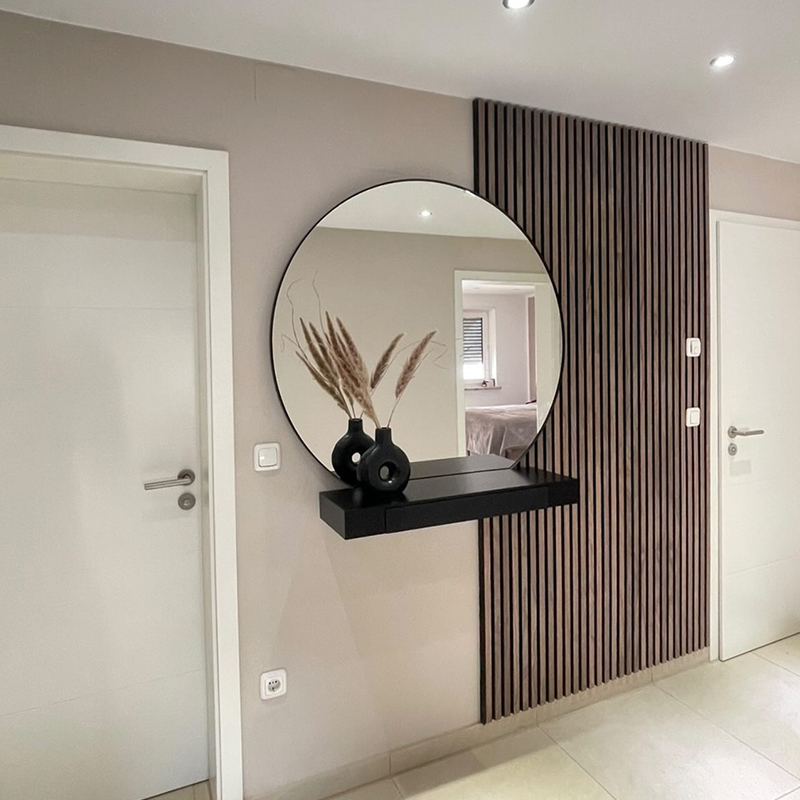 Pelbagai Bahan Jalur Kayu Hiasan Pejabat Panel Dinding Kisi Panel Penyerap Bunyi Penyelesaian Projek Reka Bentuk Grafik