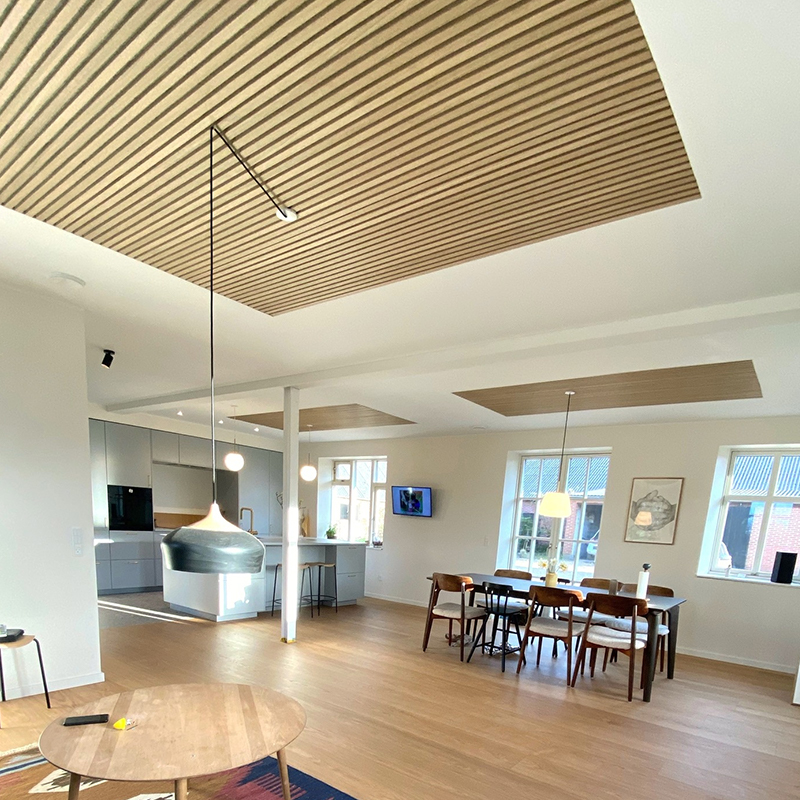 Panel Dinding Akustik Kayu Reka Bentuk Akupanel Model 3D Bilah Kayu Kalis Bunyi untuk Penggunaan Hospital Pawagam Sekolah Hotel Rumah