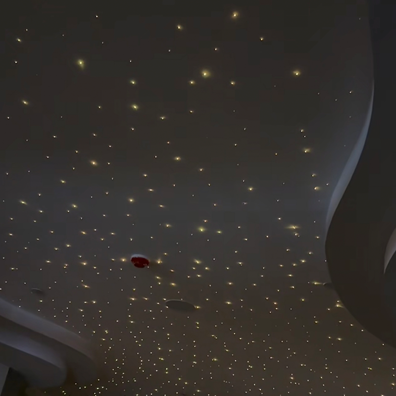 Panel Siling Bintang Cahaya RGB Gentian Optik Gaya Moden 7 Warna Gipsum untuk Ruang Tamu