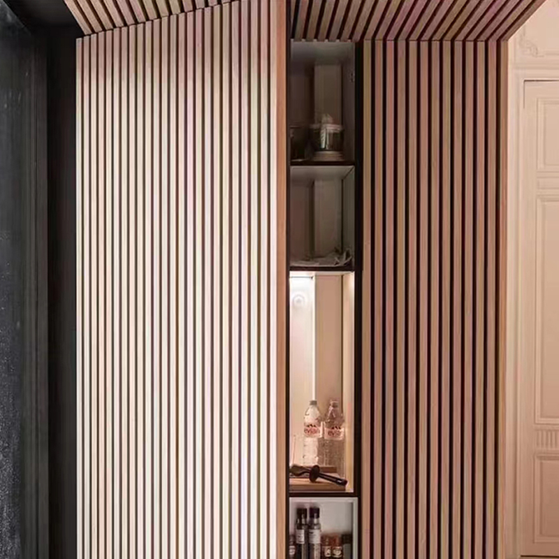 Panel Dinding Slat Kayu Spesonic untuk Membatalkan Bunyi Dalaman Akustik Hiasan 3D Bunyi Menyerap Panel Dinding Akupanel